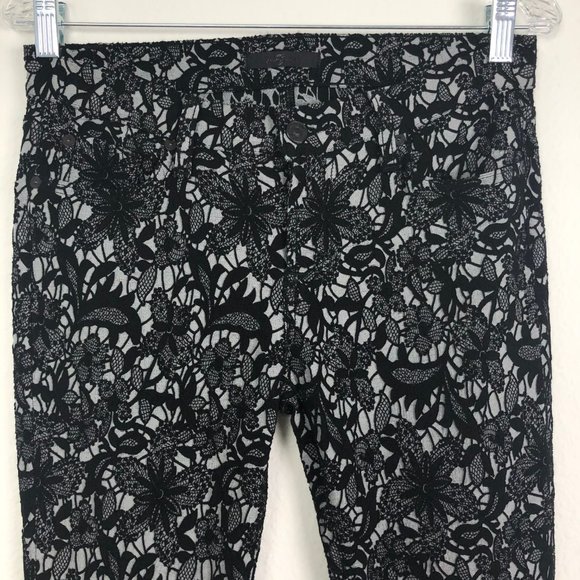 7 For All Mankind Black Lace Jacquard Pants - Picture 3 of 8
